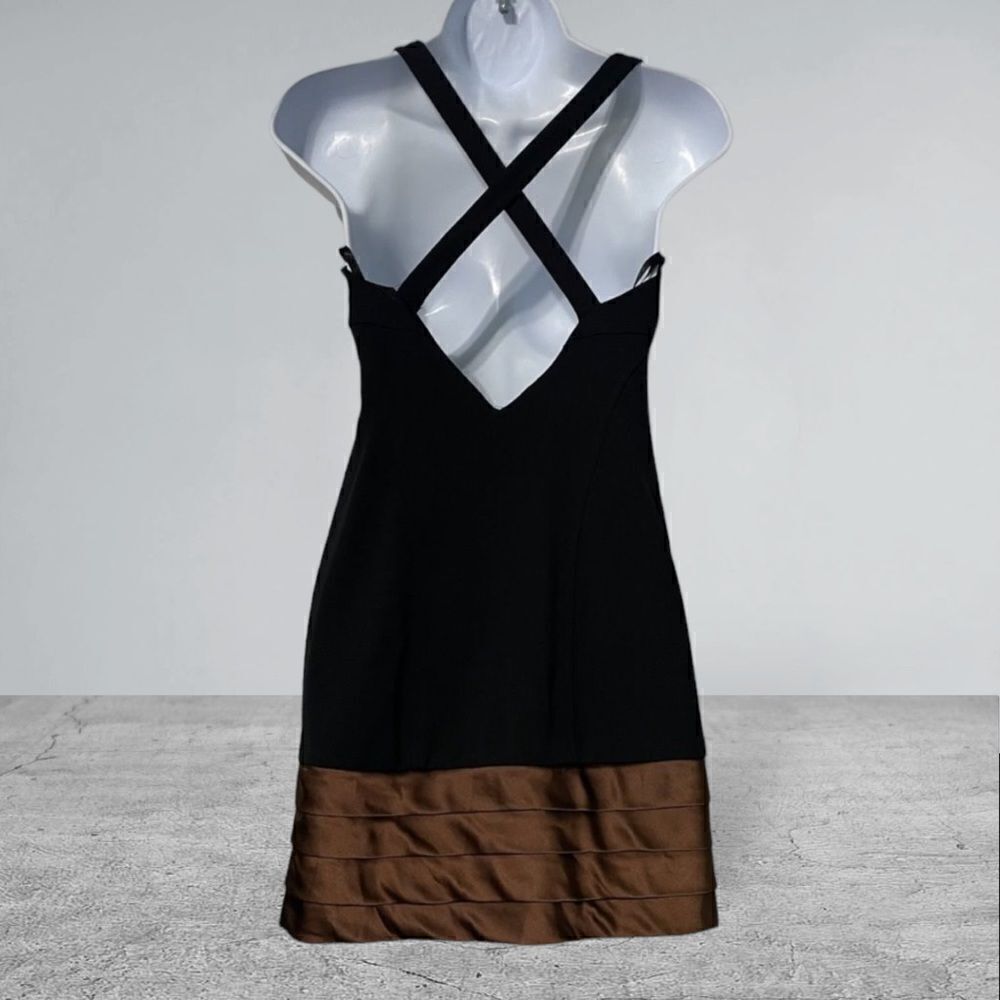 Basix II Mini Pleated Floral Cocktail Dress Size 0 Black And  Brown‎ - Picture 2 of 8